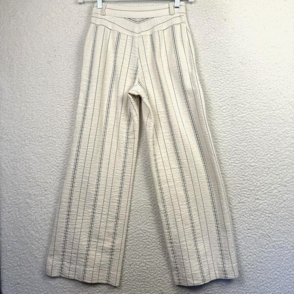 See By Chloe Pants Womens 34 White Black Striped Wide Leg Business Academia